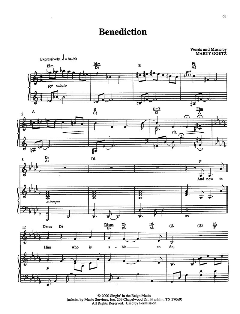 Benediction (Marty&#39;s Version: Ephesians 3:20) - Digital Sheet Music Download