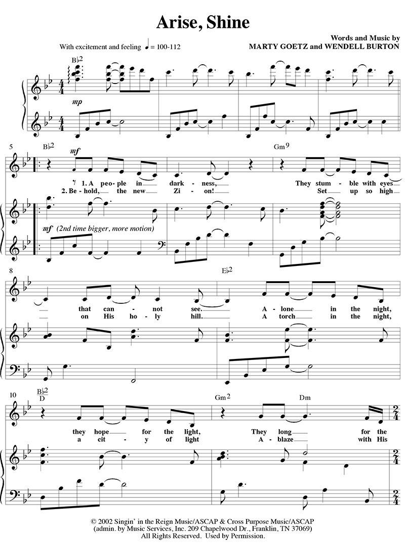 Arise, Shine! - Digital Sheet Music Download