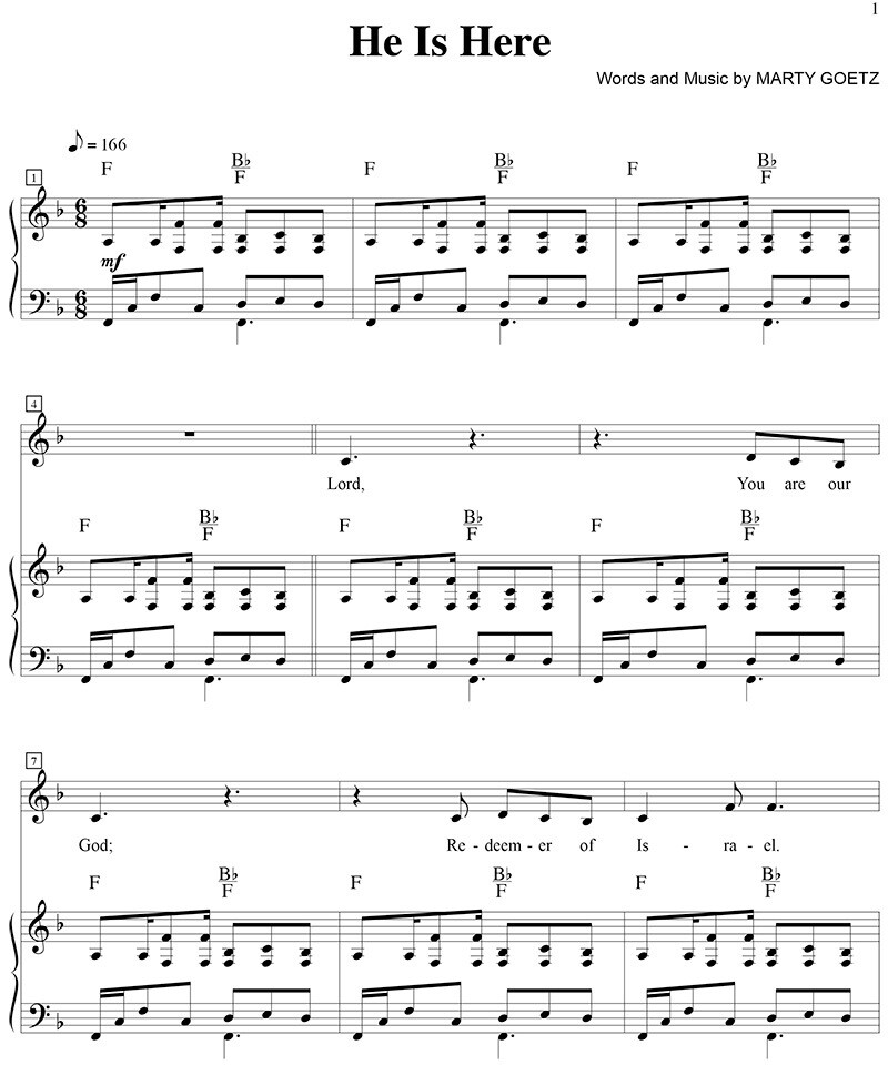 He Is Here - Digital Sheet Music Download