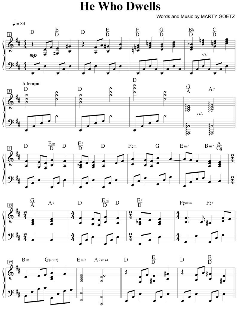 He Who Dwells - Digital Sheet Music Download