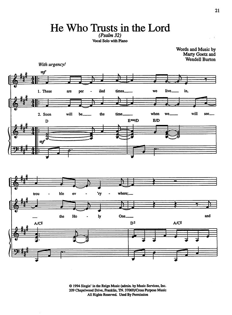 He Who Trusts - Digital Sheet Music Download