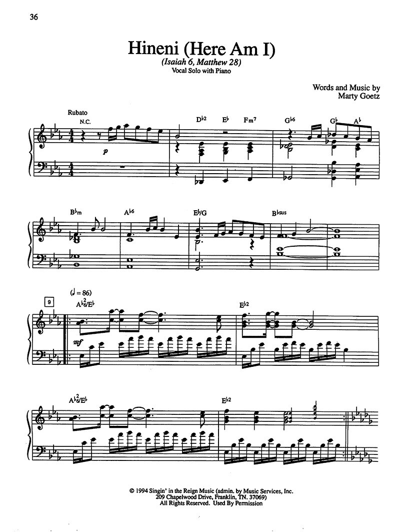Hineni (Here Am I) - Digital Sheet Music Download