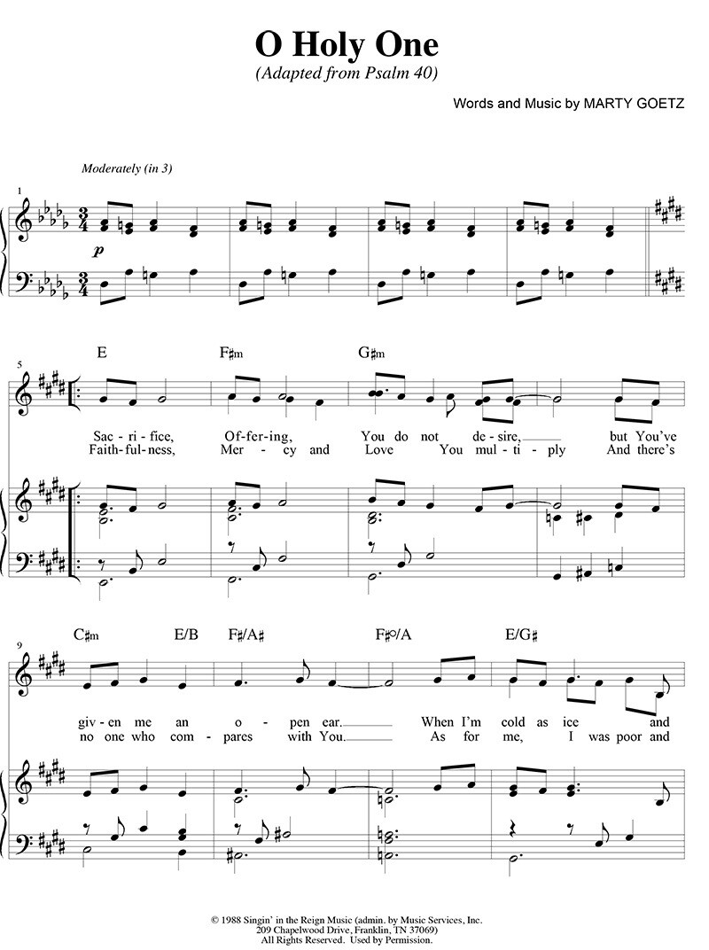 O Holy One - Digital Sheet Music Download