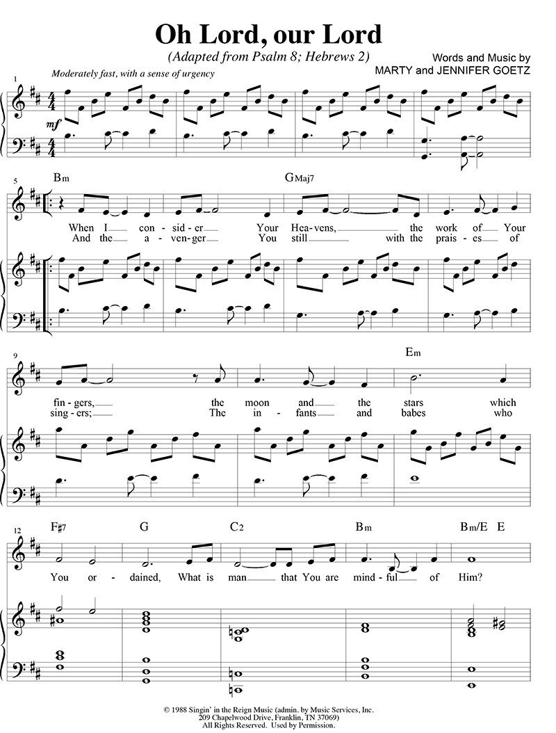 O Lord Our Lord (includes &#39;Hebrew Chant&#39;) - Digital Sheet Music Download