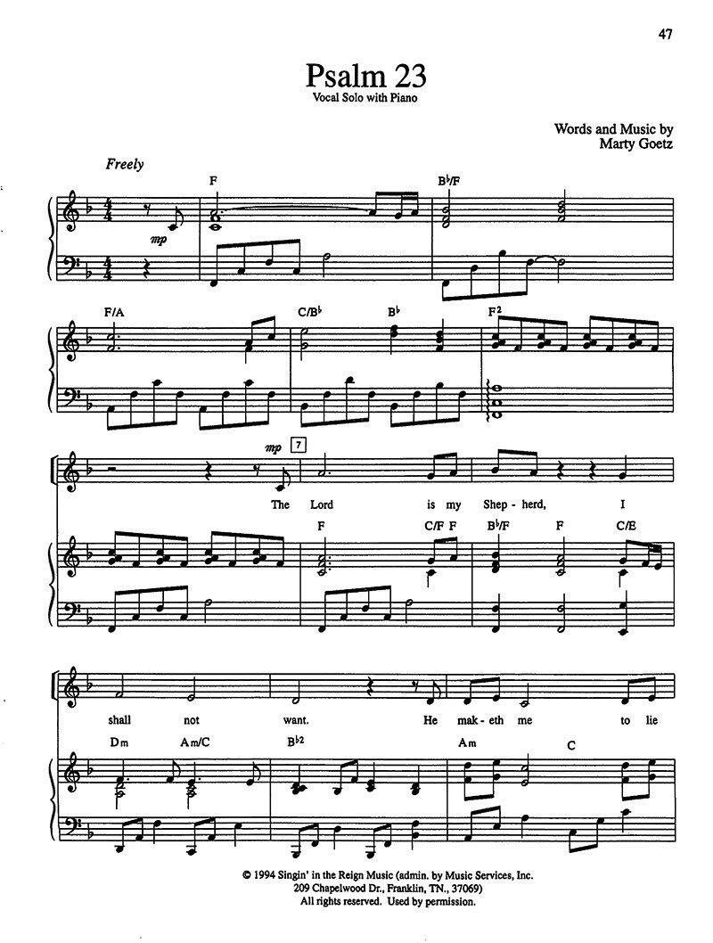 Psalm 23 - Digital Sheet Music Download