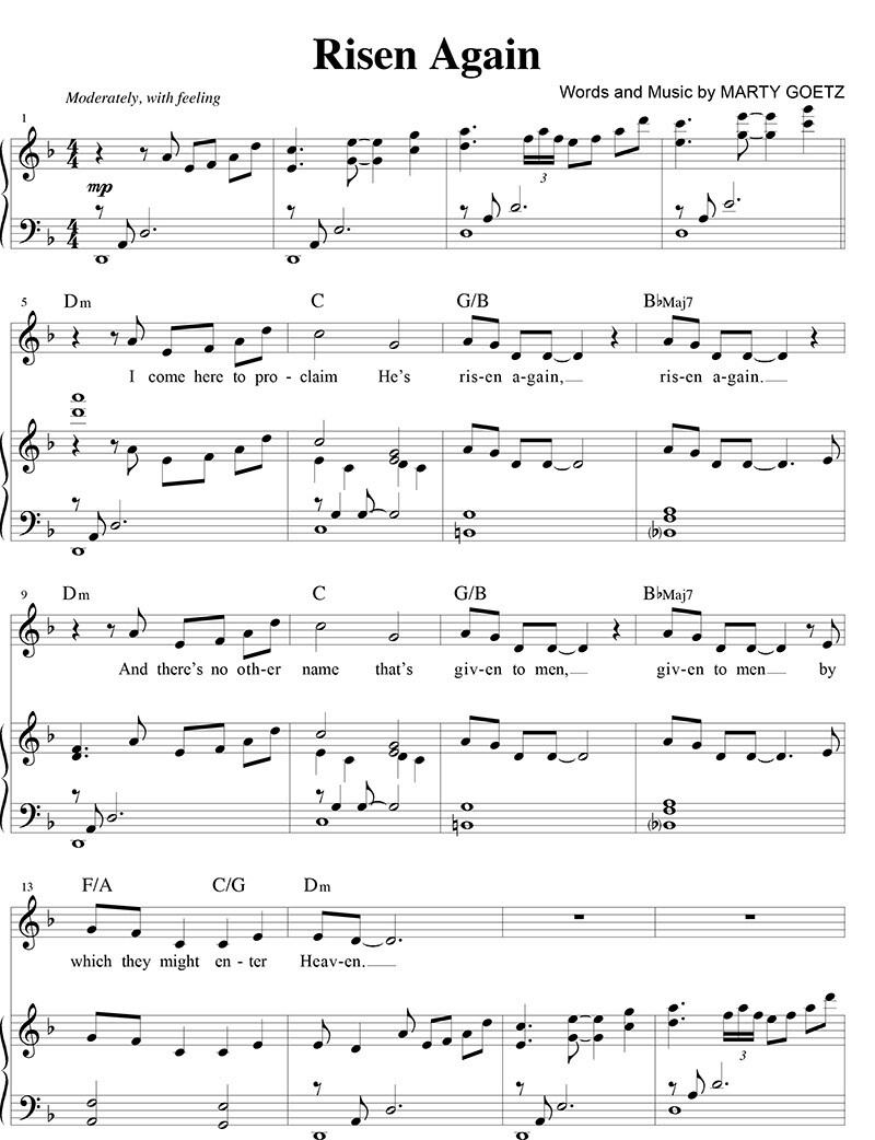 Risen Again - Digital Sheet Music Download