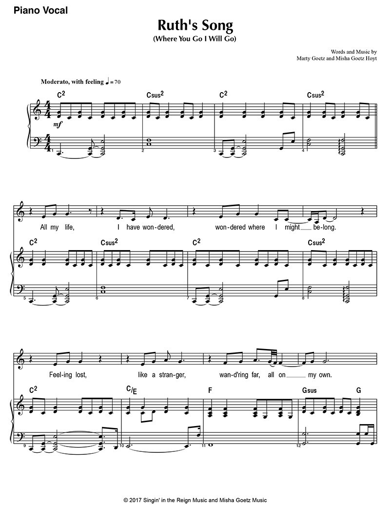 Ruth’s Song (Where You Go I Will Go) - Digital Sheet Music Download