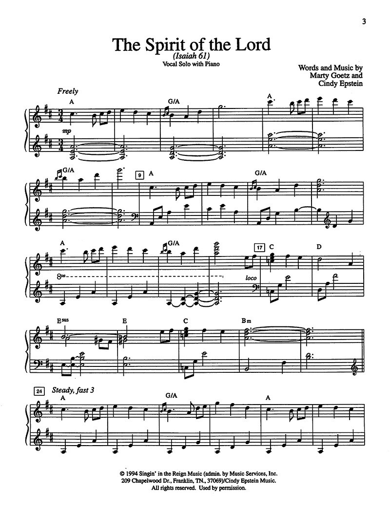 The Spirit of the Lord - Digital Sheet Music Download
