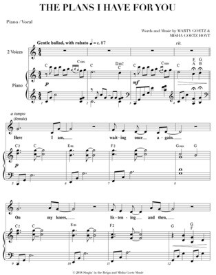 The Plans I Have For You - Digital Sheet Music Download