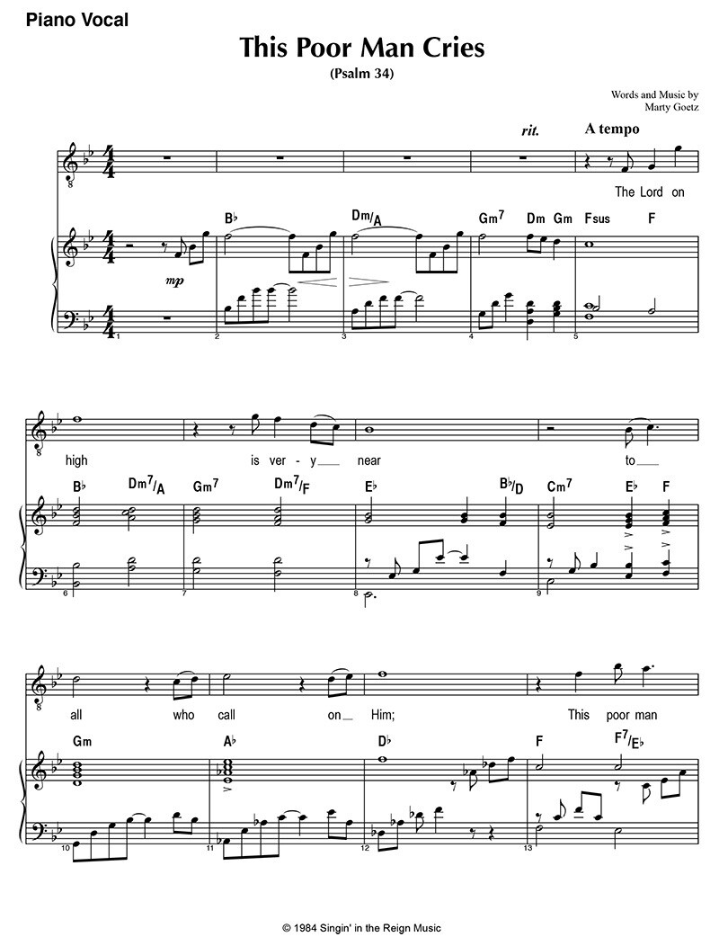 This Poor Man Cries - Digital Sheet Music Download
