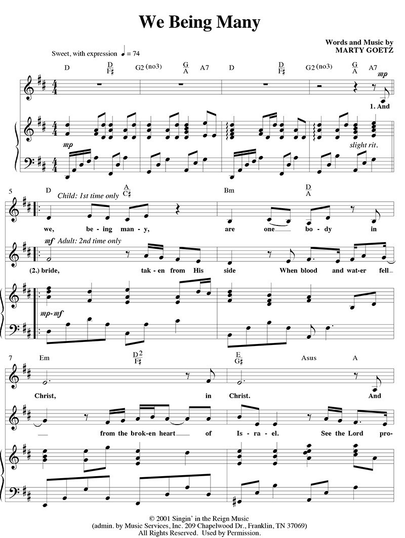 We Being Many - Digital Sheet Music Download