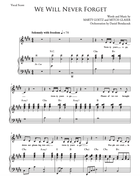 We Will Never Forget - Digital Sheet Music Download