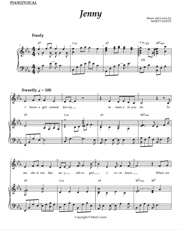 Jenny - Digital Sheet Music Download