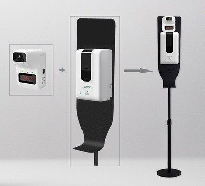 Infrared Thermometer + Sanitizer Dispenser + Stand