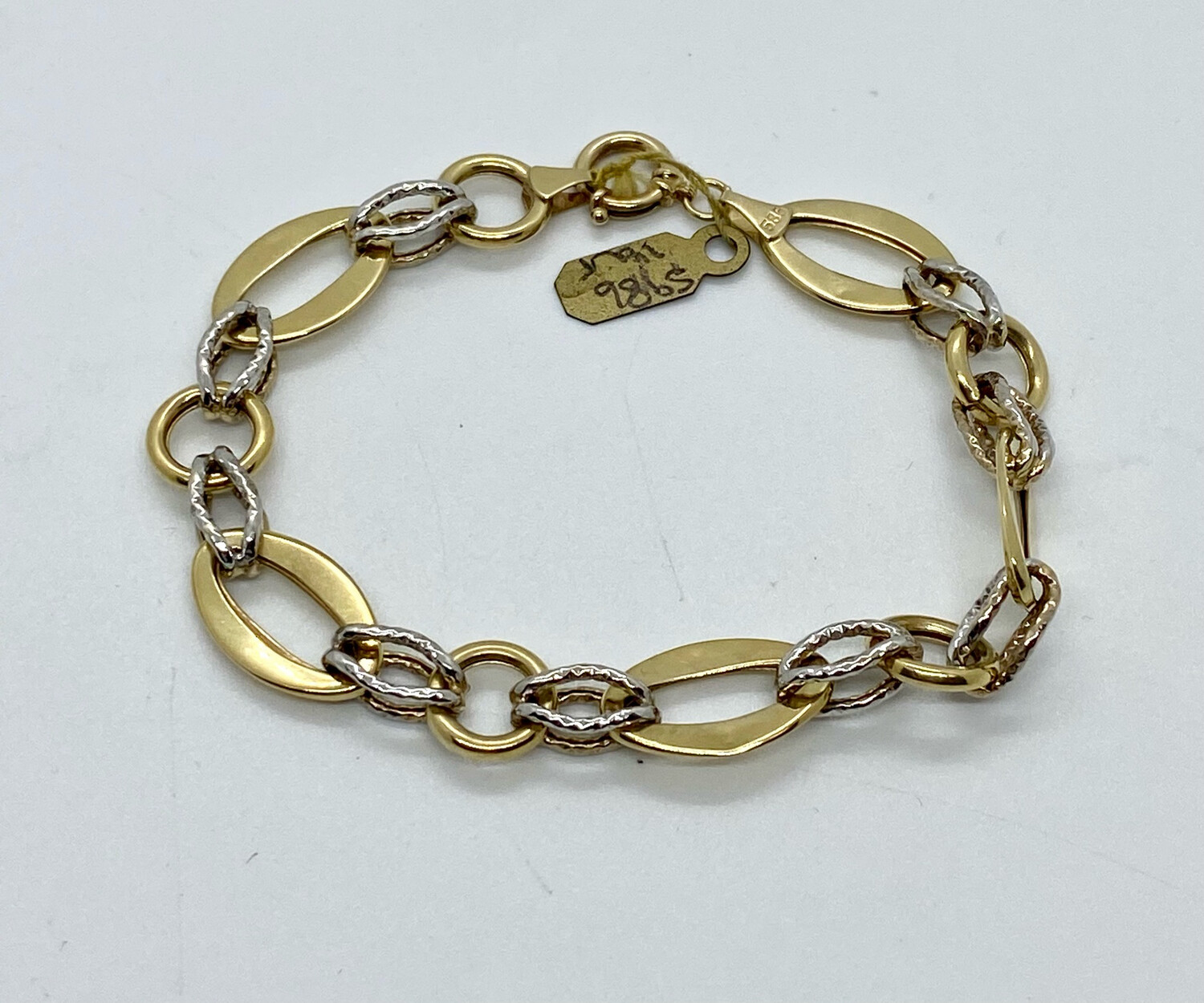 14ct Yellow And White Gold Open Link Bracelet