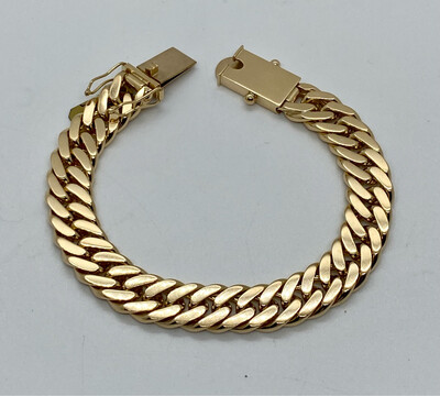18ct Yellow Gold Mens Double-Link Bracelet