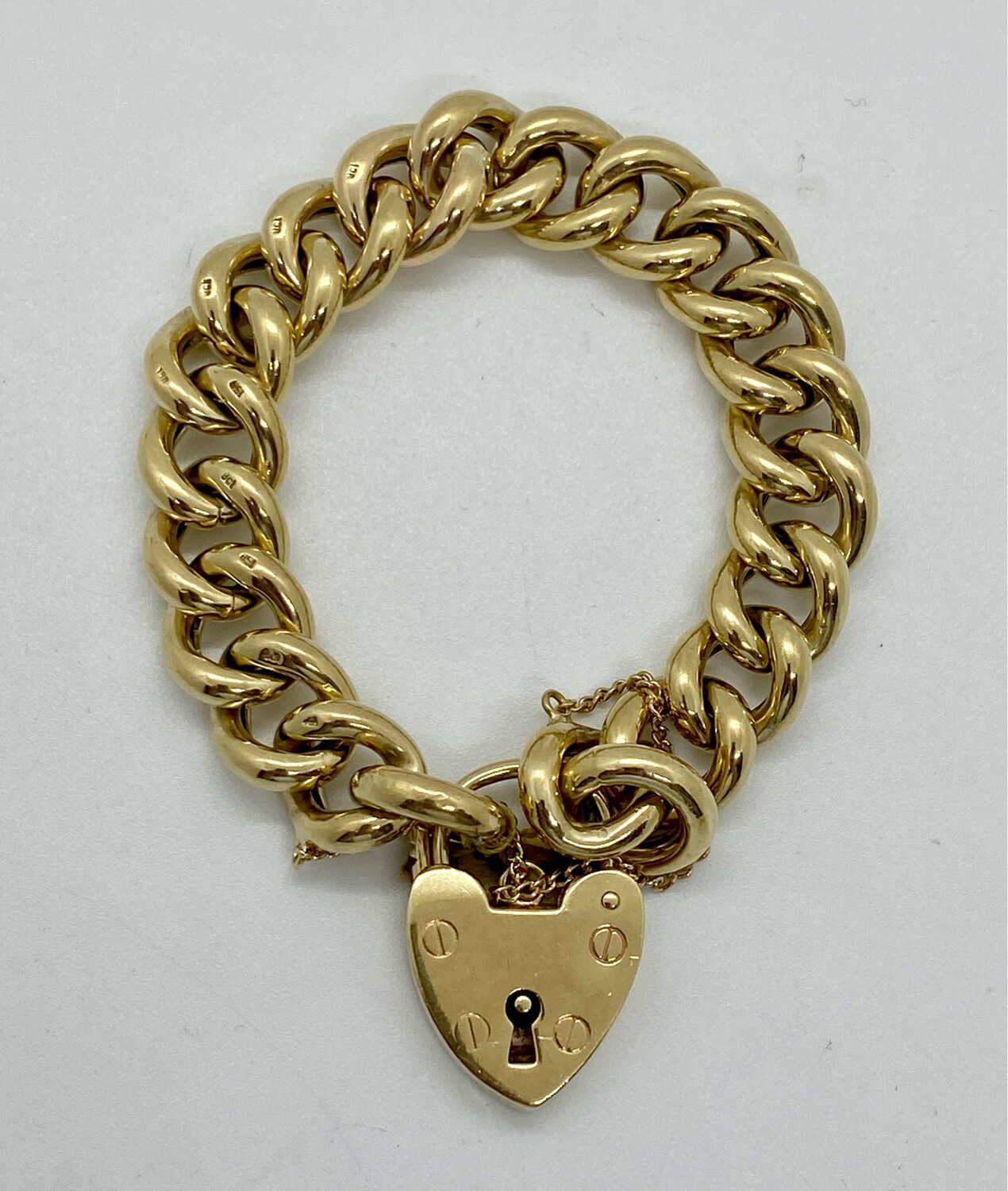 9ct Yellow Gold Curb Locket Bracelet