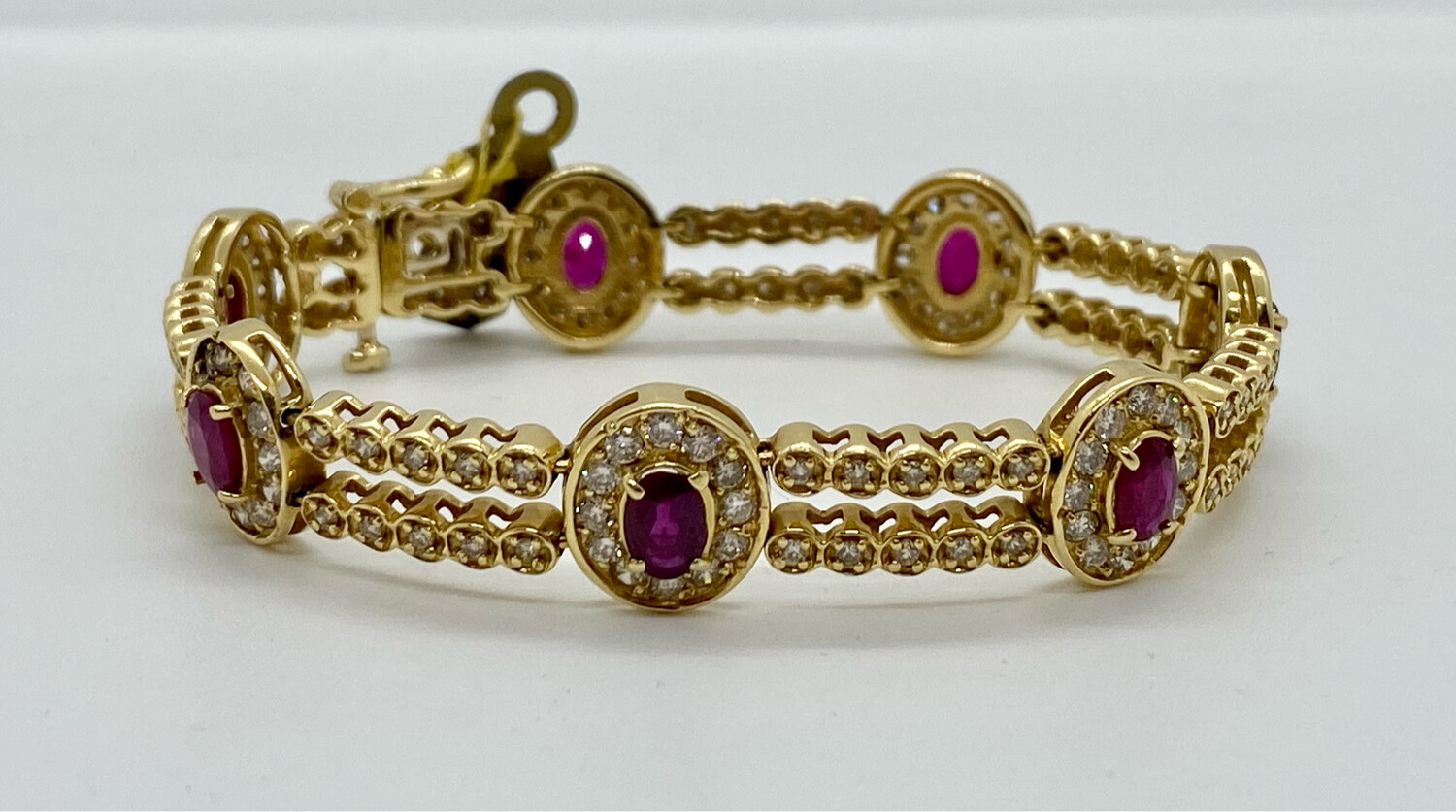 18ct Yellow Gold Natural Ruby And Diamond Bracelet