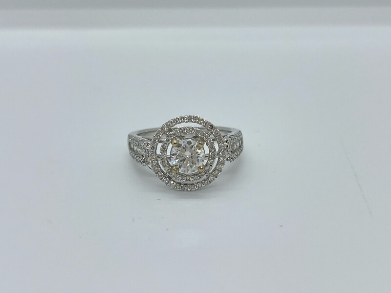 18ct White Gold Diamond Double Halo Cluster Ring