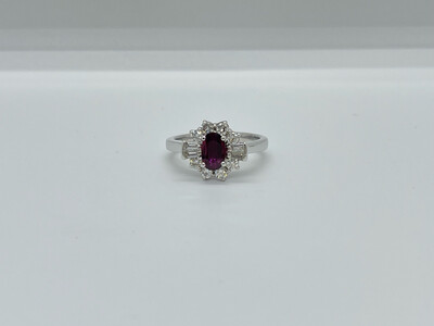 18ct White Gold Ruby And Diamond Cluster Ring