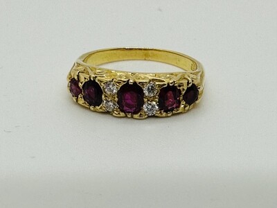 18k Ruby and diamond vintage style ring