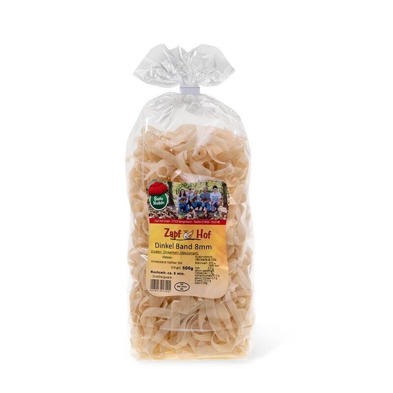 Dinkel-Bandnudeln 8mm ohne Ei Dinkel-Bandnudeln 8mm ohne Ei