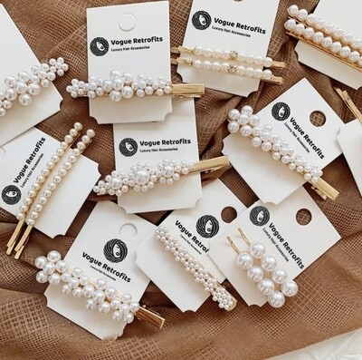 Gold Pearl Hair Clips