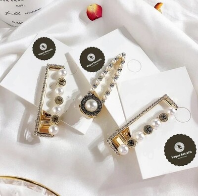 Gold Pearl Hair Clips