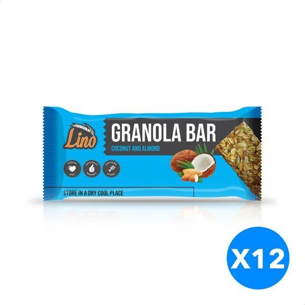 Lino Oats Granola Bar Coconut and Almond 40gm X12