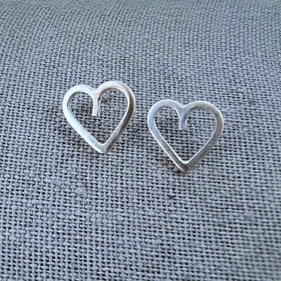 Silver Heart Stud Earrings