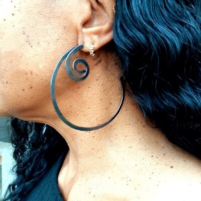 Copper Hoop Boho Earrings. Large