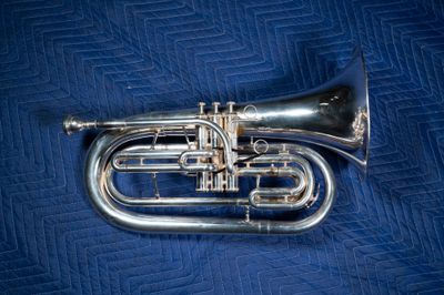 Jupiter Quantum Marching Bb Baritone, Silver, Model 1101MS, Serial Number WC05388