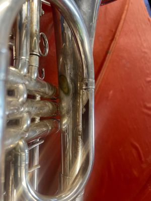 Jupiter Marching Mellophone JMP1101MS, Silver Plated, Serial Number WC02261