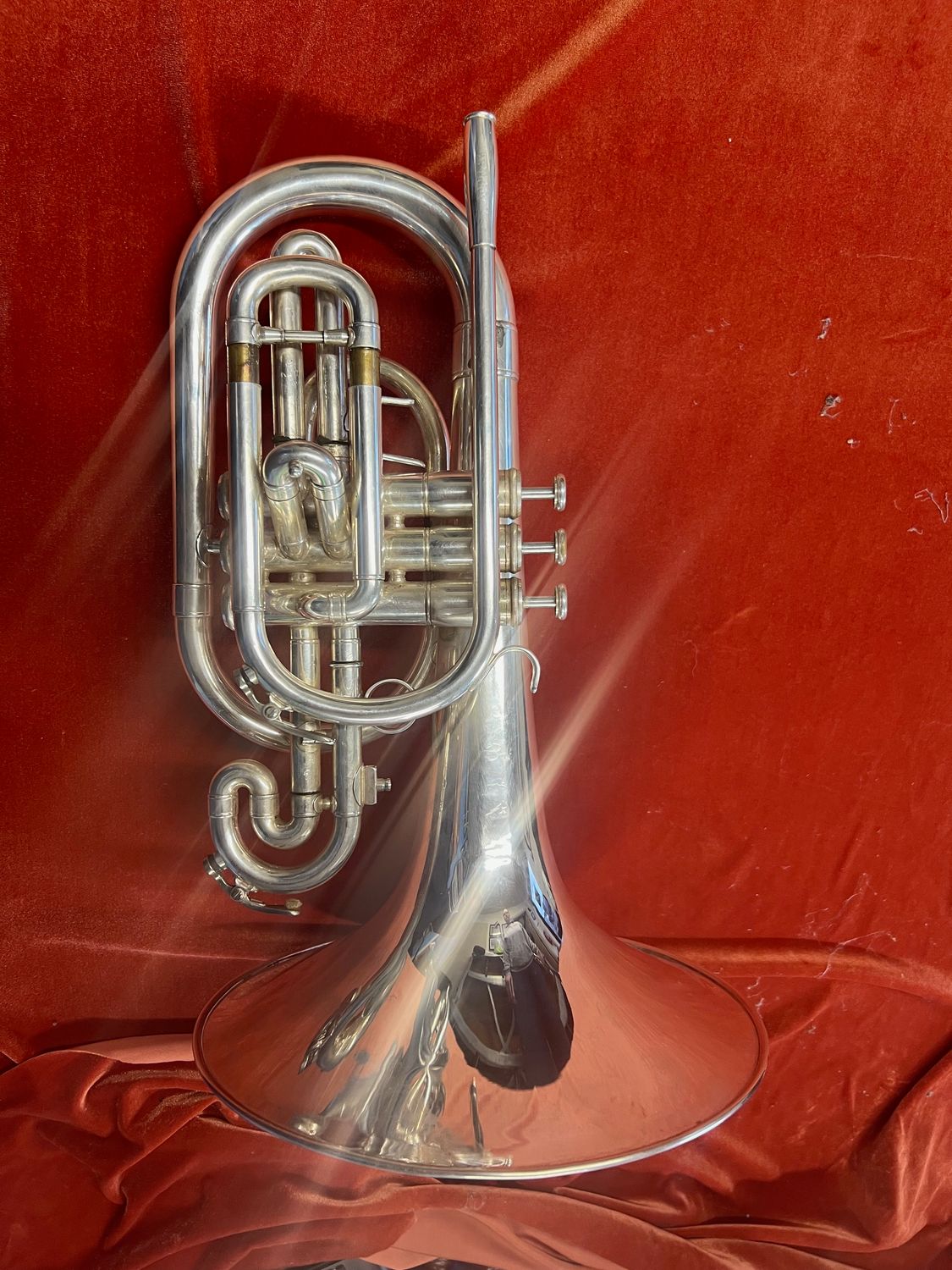 Jupiter Marching Mellophone JMP1101MS, Silver Plated, Serial Number WC02261