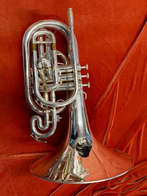 Jupiter Marching Mellophone JMP1101MS, Silver Plated, Serial Number WC03253