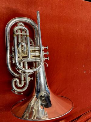 Jupiter Marching Mellophone JMP1101MS, Silver Plated, Serial Number XC06881