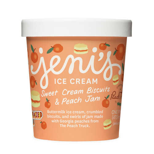 Jeni&#39;s Sweet Cream Biscuits And Peach Jam Pint