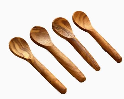 Olive Wood Mini Scoop 4&quot; Set Of 4