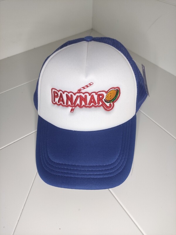 cappellino trucker 5 pannelli con ricamo PANINARO colore blu ciano