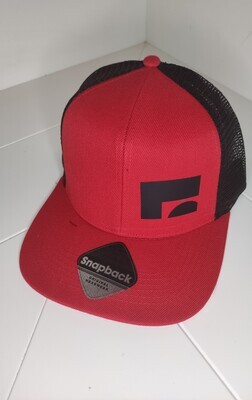 Cappellino 5 pannelli trucker SNAPBACK bicolore rosso nero marchio logo MILKZOO