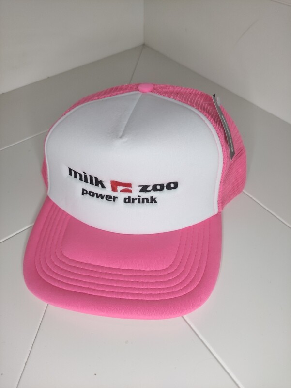 Cappellino Trucker logo ricamato &quot;MILK ZOO&quot; colore rosa fluo/pink