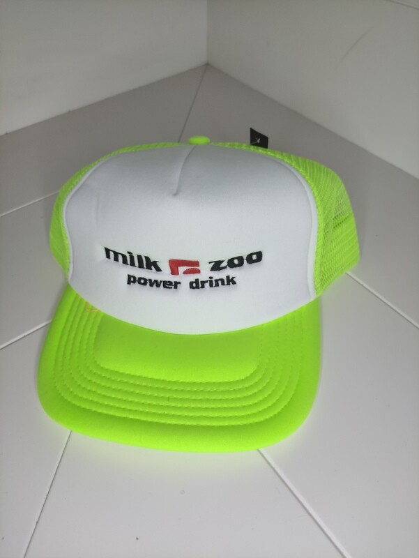 Cappellino Trucker logo ricamato &quot;MILK ZOO&quot; colore giallo fluo