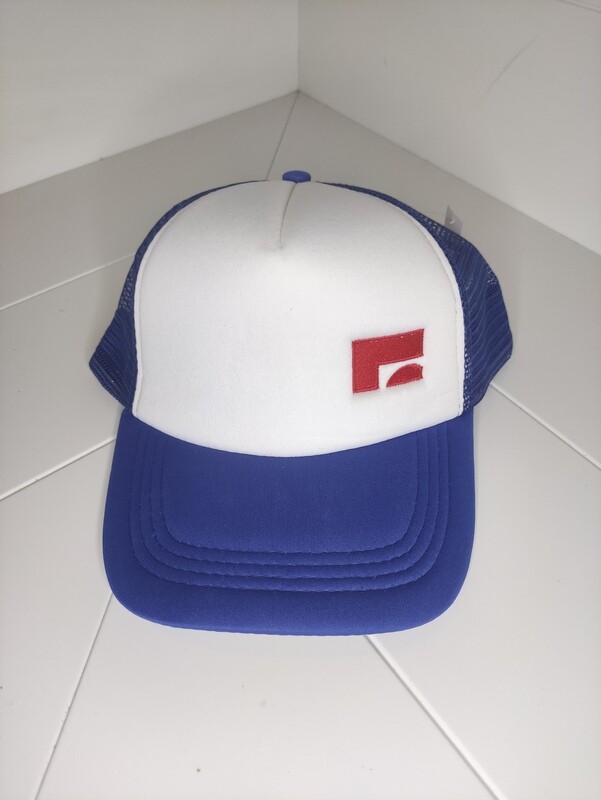 Cappellino Trucker con logo ricamato &quot;Milk zoo&quot; colore blu ciano