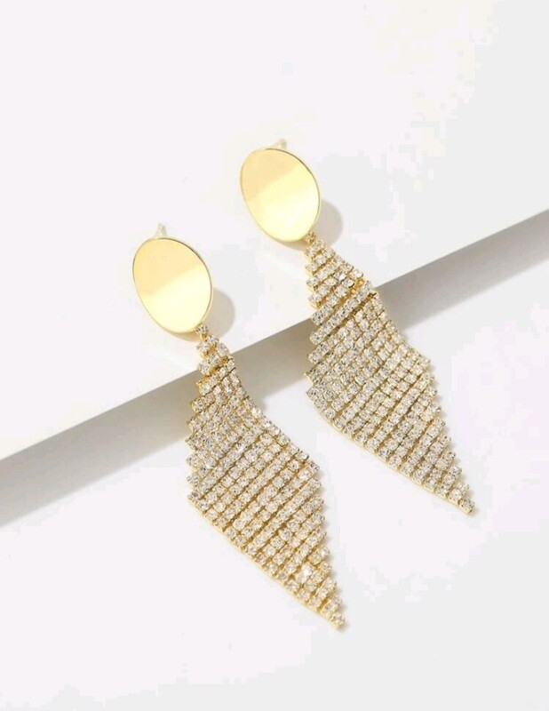 Rhinestone decor drop earrings