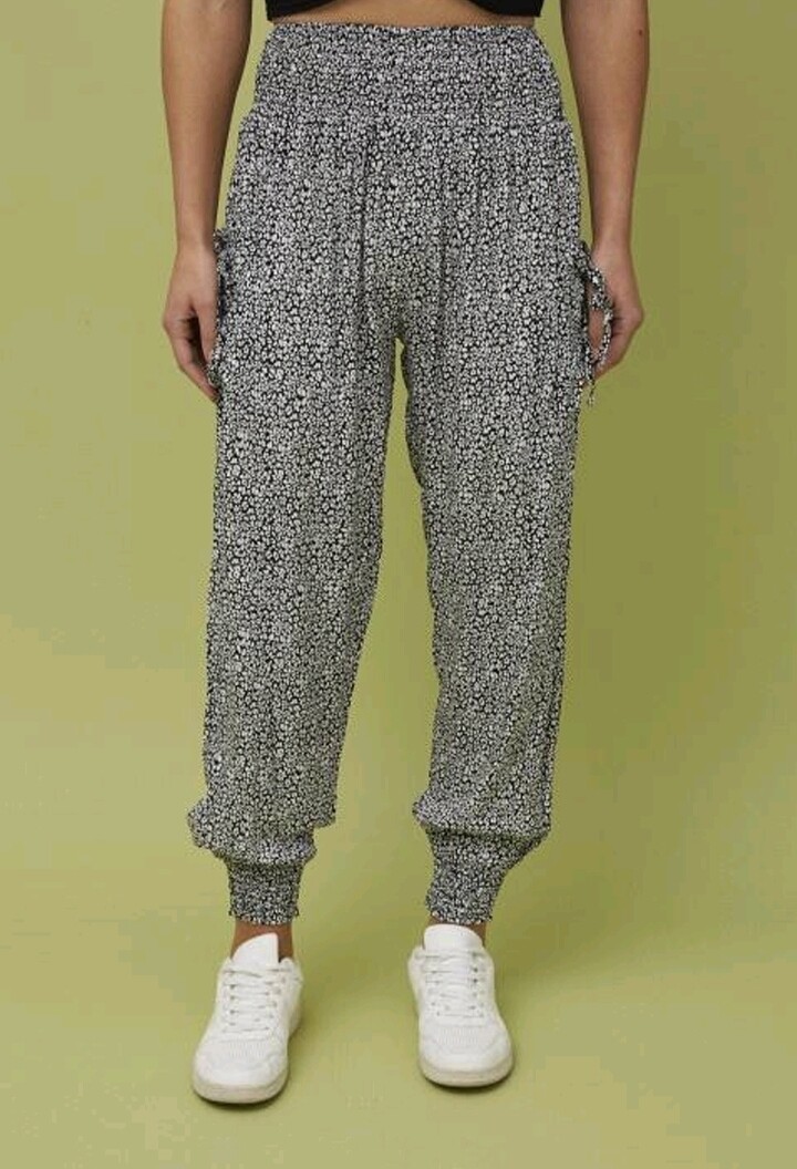 Harem Pants White with Black Spots