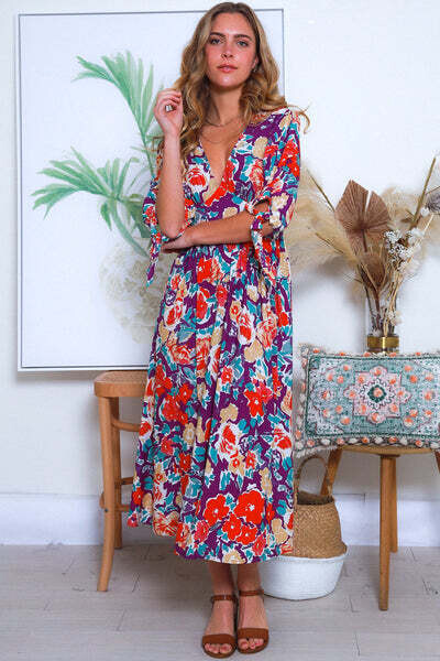 Aliza V-Neckline Midi Dress