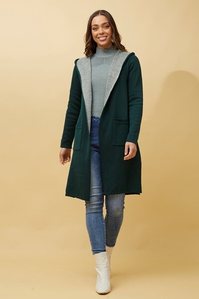 IMA Hooded Knit Cardigan Emerald 