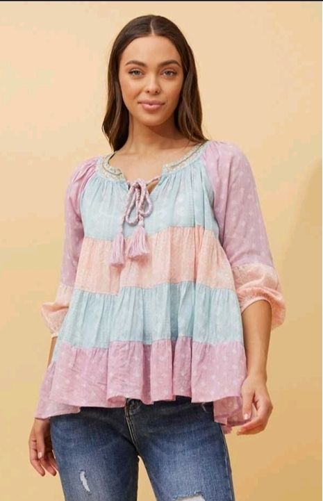 Multi Coloured Baby Doll Cotton Top
