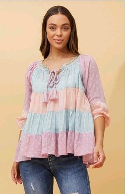 Multi Coloured Baby Doll Cotton Top