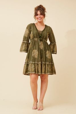 Geeta Khaki Mini Dress
